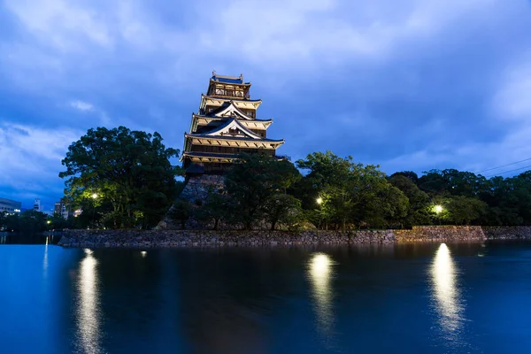 Hiroşima Kalesi Japonya Geceleri — Stok fotoğraf