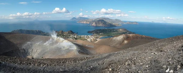 Isole Eolie Viste Dal Grande Cratere Vulcano Vicino Sicilia — Foto Stock