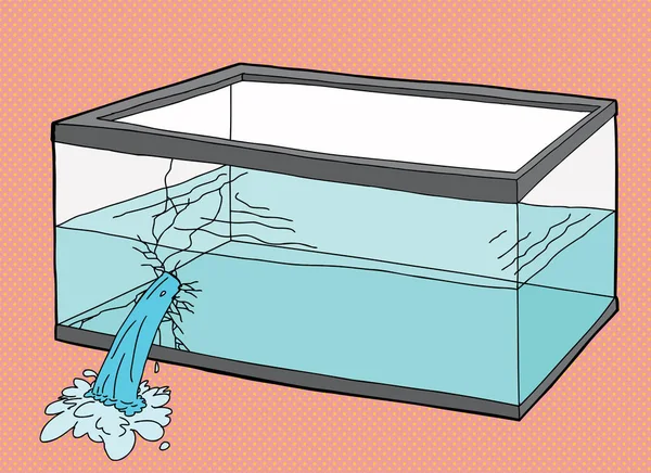 单个矩形破碎宠物鱼缸卡通 — 图库照片