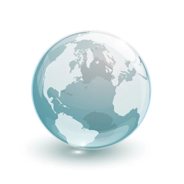 Glass Globe Earth Map Blue White Background — Stock Photo, Image