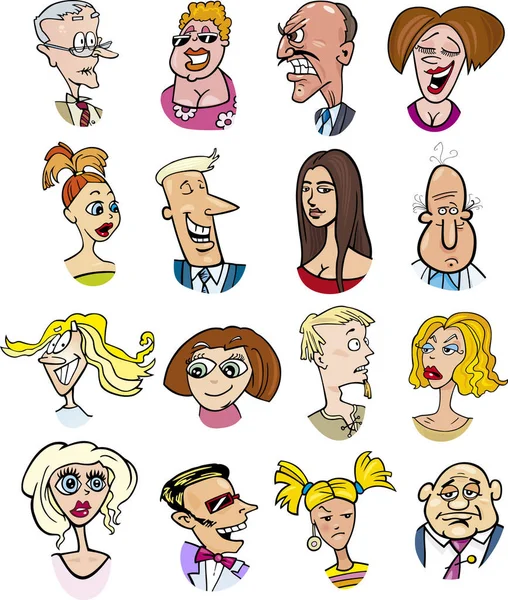 Farklı Insan Karakterleri Duyguların Karikatür Illüstrasyon — Stok fotoğraf