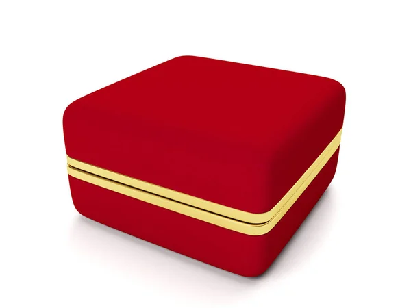 Червона Подарункова Коробка Золотих Прикрас Білому Тлі — стокове фото
