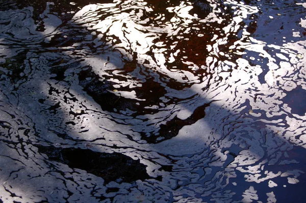 Espuma Superfície Cria Padrão Com Sombra Dappled Rio Escocês — Fotografia de Stock