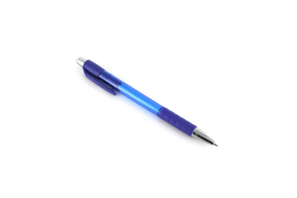 Caneta Esferográfica Azul Sobre Branco — Fotografia de Stock
