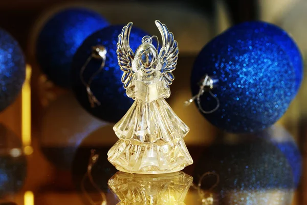 Ange Cristal Sur Fond Des Boules Noël Nouvelle Décoration Année — Photo