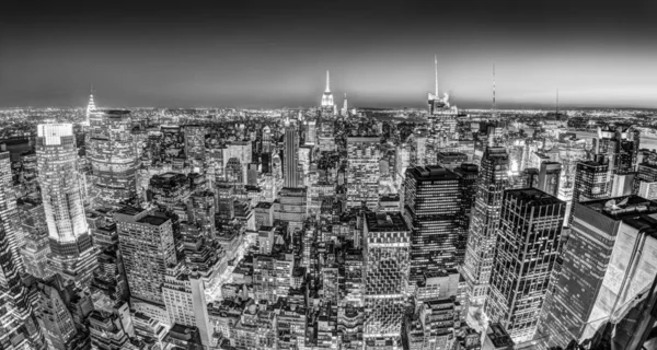 New York City Manhattan Downtown Skyline Med Belysta Empire State — Stockfoto