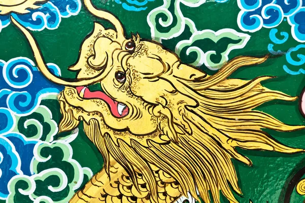 Ευτυχισμένο Κινέζικο Νέο Έτος Κινέζικο Δράκος Ζωγραφική Στην Πόρτα — Φωτογραφία Αρχείου