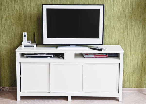 Televisor Blanco Interior Casa Con Estilo Moderno — Foto de Stock