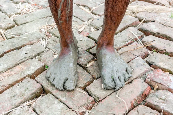 Gopalgonj Bangladeş Eylül 2016 Gopalgonj Çamurlu Bir Işçinin Bacakları Bangladeş — Stok fotoğraf