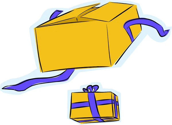 Unwrapped Gift Box Wrapped Gift Box White Background — Stock Photo, Image