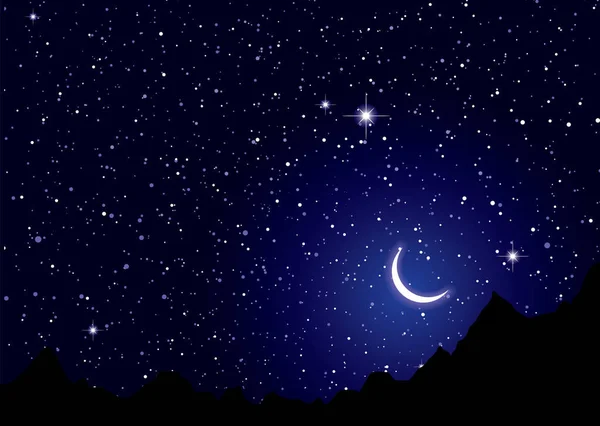 Karanlık Uzay Geceleri Gökyüzü Siluet Dağları — Stok fotoğraf