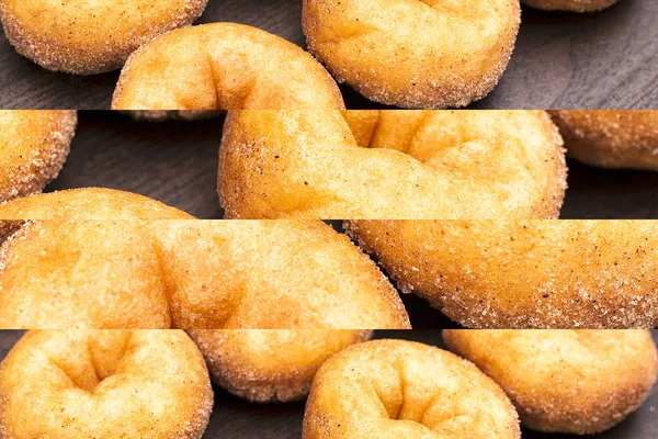 Grupo Rosquillas Canela Recién Horneadas Con Efecto Múltiple — Foto de Stock