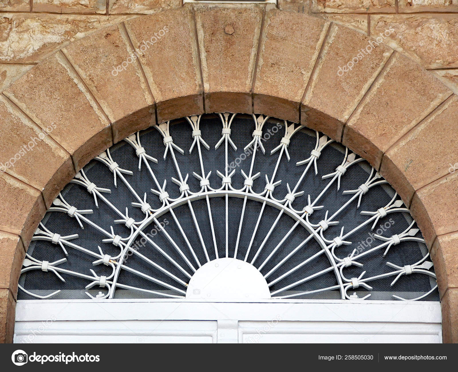 Semicircular Vintage Window Decorative Iron Guards Stock Photo