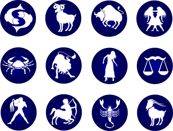 Een Illustratie Van Een Set Zodiac Buttons — Stockfoto