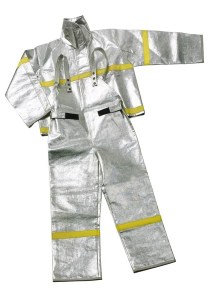 Brand Brandweerman Uniform Geïsoleerd Wit — Stockfoto