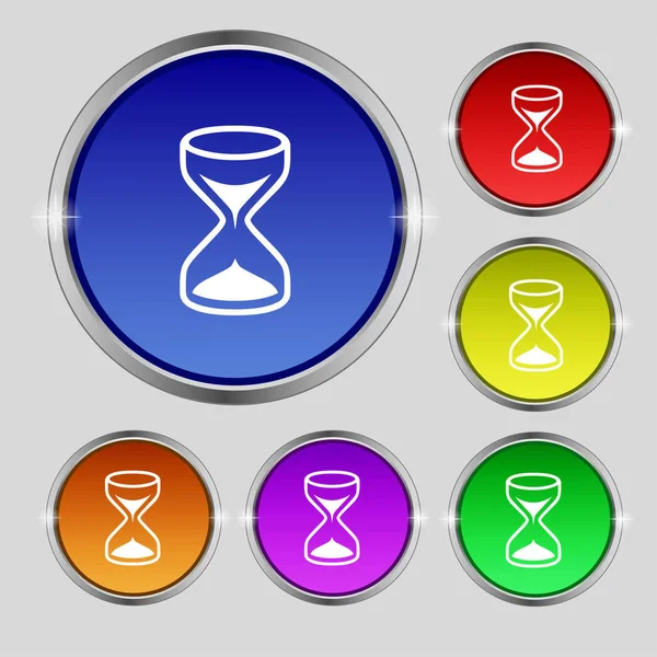 Icona Del Segno Clessidra Simbolo Timer Sabbia Set Bottoni Colori — Foto Stock