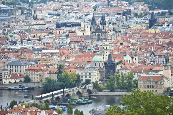 Vista Aérea Cidade Velha Praga Com Ponte Charles — Fotografia de Stock