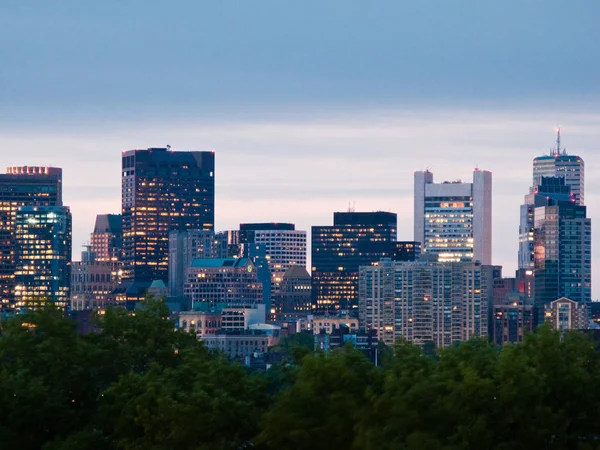 Skyskrapor Downton Boston Kvällen — Stockfoto