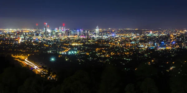 Vista Brisbane City Desde Mount Coot Tha Por Noche Queensland —  Fotos de Stock