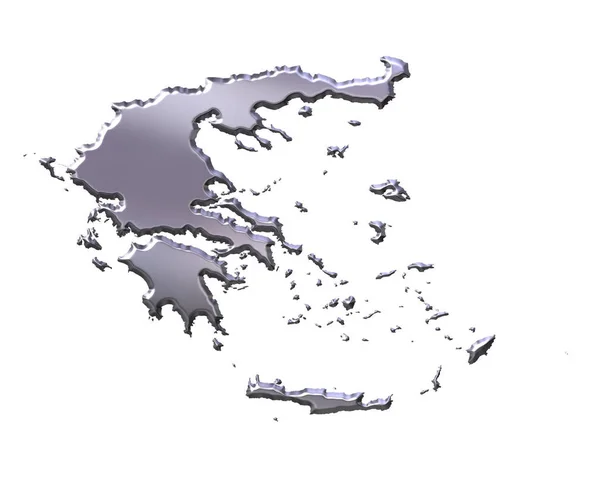 Grecia Argento Mappa Isolata Bianco — Foto Stock