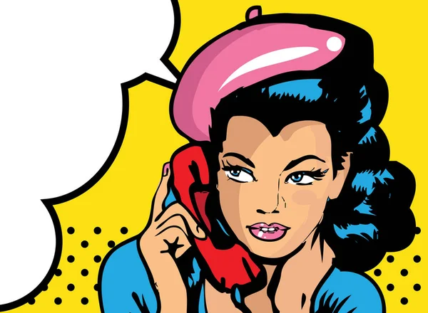 Retro Woman Chat Phone Retro Background Banner — Stock Photo, Image