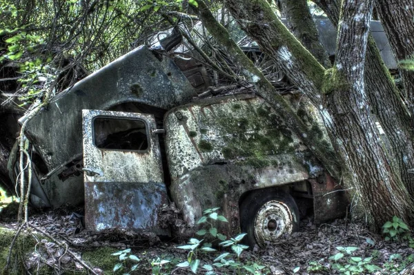 Hdr Зображення Автомобіля Деталі Автомобіля Сфотографований Старому Автокладовищі Baastnaes — стокове фото