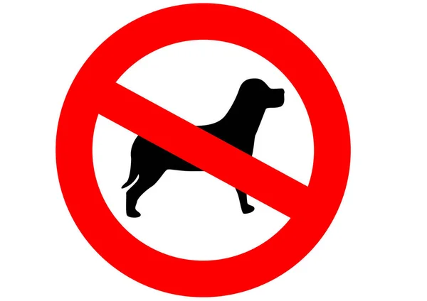 Cartello Rosso Che Significa Cani Non Sono Ammessi Qui Sullo — Foto Stock