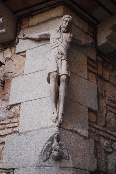 Statue Jésus Dans Immeuble Rue Tolède — Photo