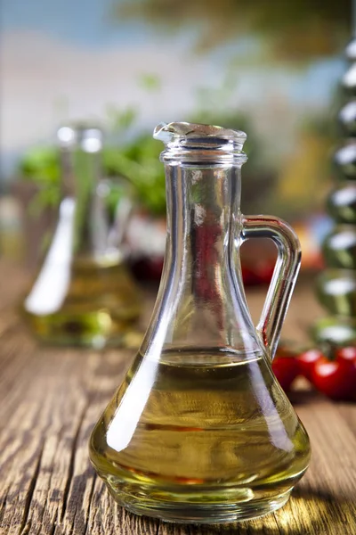 Frisches Olivenöl Mediterranes Ländliches Thema — Stockfoto