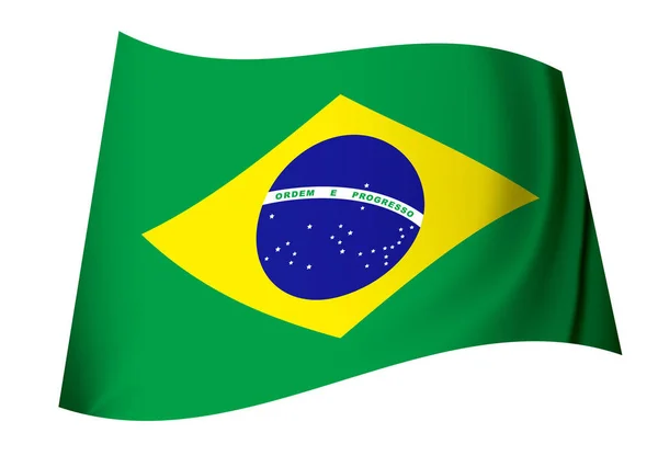 Icono Bandera Brasil Verde Amarillo Con Globo Estrellas — Foto de Stock
