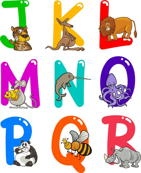 Conjunto Alfabeto Colorido Dos Desenhos Animados Com Animais Engraçados — Fotografia de Stock