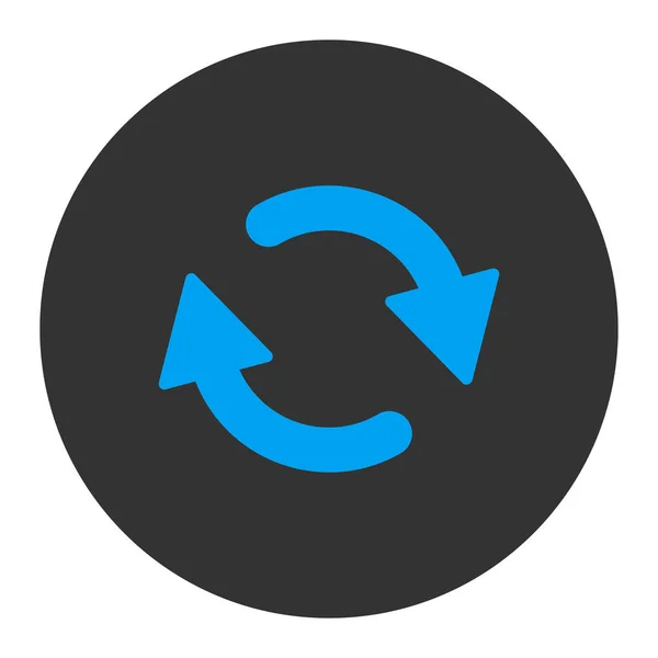 更新アイコン この丸いフラットボタンは 白い背景に青と灰色の色で描かれています — ストック写真