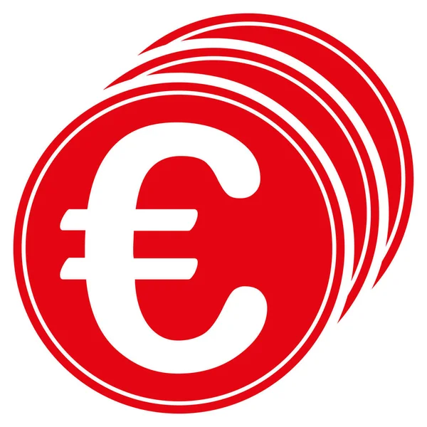 Monedas Euros Estilo Glifo Plano Símbolo Rojo Ángulos Redondeados Fondo — Foto de Stock