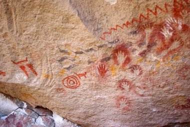 Rock paintings in the Cueva de Las Manos in Patagonia, in Argentina clipart