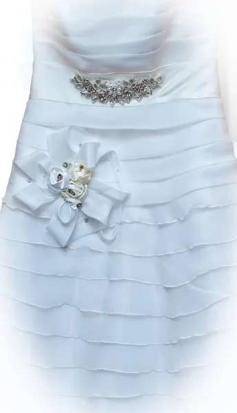 Weißes Hochzeitskleid Auf Hellem Hintergrund — Stockfoto