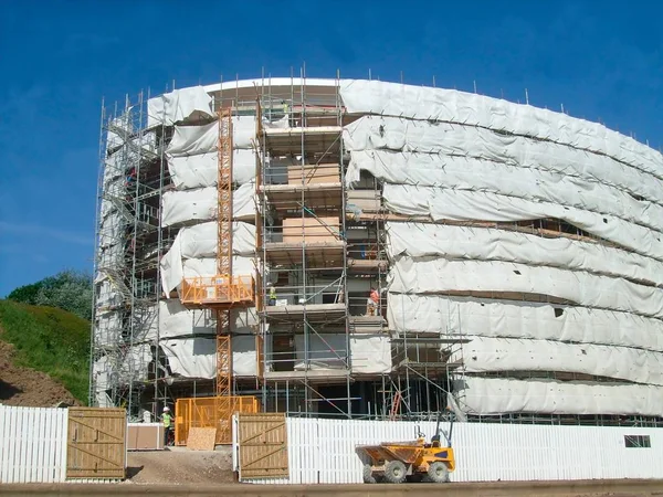 Uma Visão Geral Exterior Novo Desenvolvimento Moderno Canteiros Obras Cobertos — Fotografia de Stock