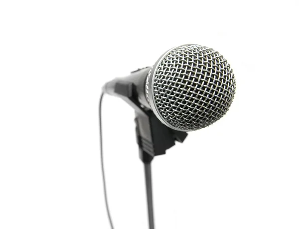 Microphone Sur Pied Isolé Sur Fond Blanc — Photo