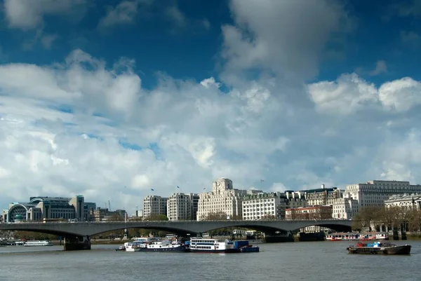 Londra Nın Güzel Şehir Manzarası Waterloo Köprüsü Manzara — Stok fotoğraf