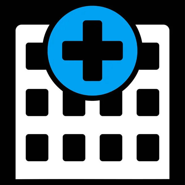 病院ラスター アイコン スタイルはバイカラー フラット記号 ブルー ホワイト色 丸みを帯びた角 黒背景 — ストック写真