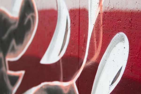 Red Letter Graffiti Wall Depth Field Spanish Street — Stock Photo, Image