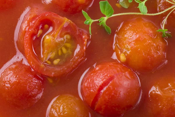 Tomates Pelées Conservées Plein Cadre — Photo