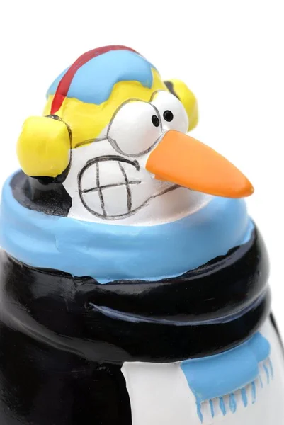 Eine Lustige Frierende Pinguin Statue — Stockfoto