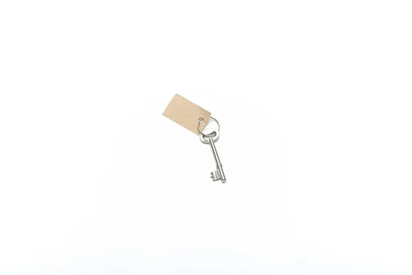 Beyaz Arkaplanda Etiketli Anahtar — Stok fotoğraf
