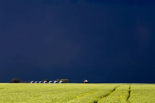 Prairie Molnen Olycksbådande Väder Saskatchewan Kanada — Stockfoto