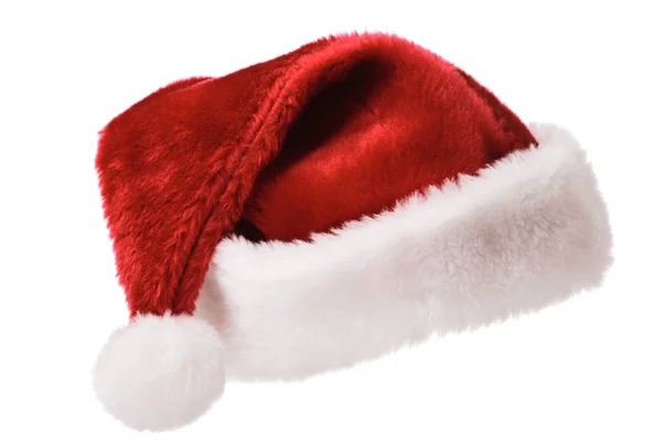 Cappello Rosso Babbo Natale Isolato Bianco — Foto Stock