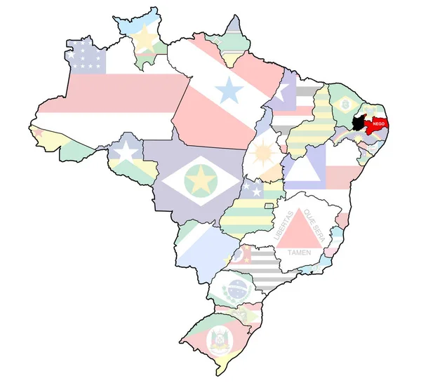 Estado Paraíba Mapa Admistração Brasil Com Bandeiras — Fotografia de Stock