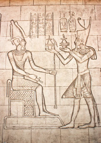 Фриз Єгипетської Богині Настінне Різьблення Старовинні Фрески — стокове фото