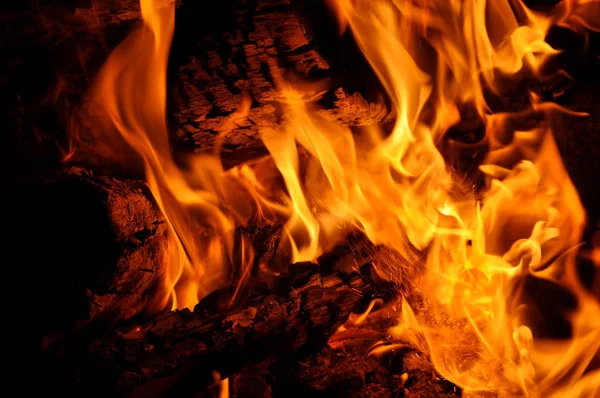 Stäng Bild Brinnande Hot Fire Flames Strukturerad Bakgrund — Stockfoto