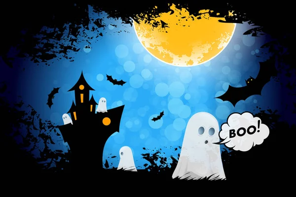 Grungy Fondo Halloween Con Fantasmas Casa Embrujada — Foto de Stock