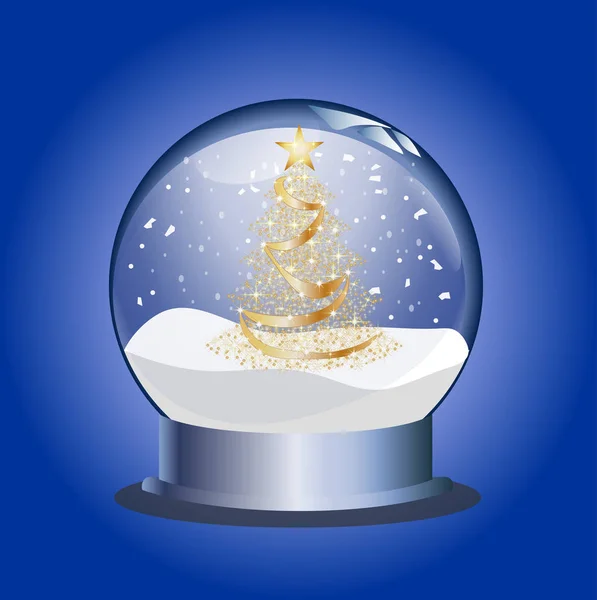 Snowglobe Arany Karácsonyfát — Stock Fotó